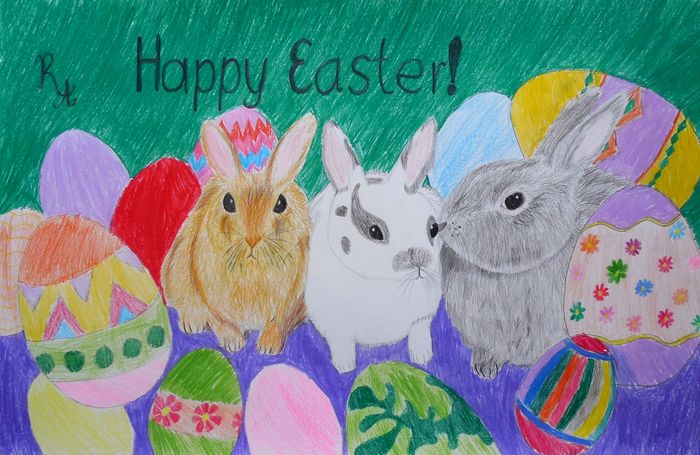 Art Studio PALETTE. Angelina Rudakova Picture.  Coloured Pencil Holidays Easter Happy Easter!